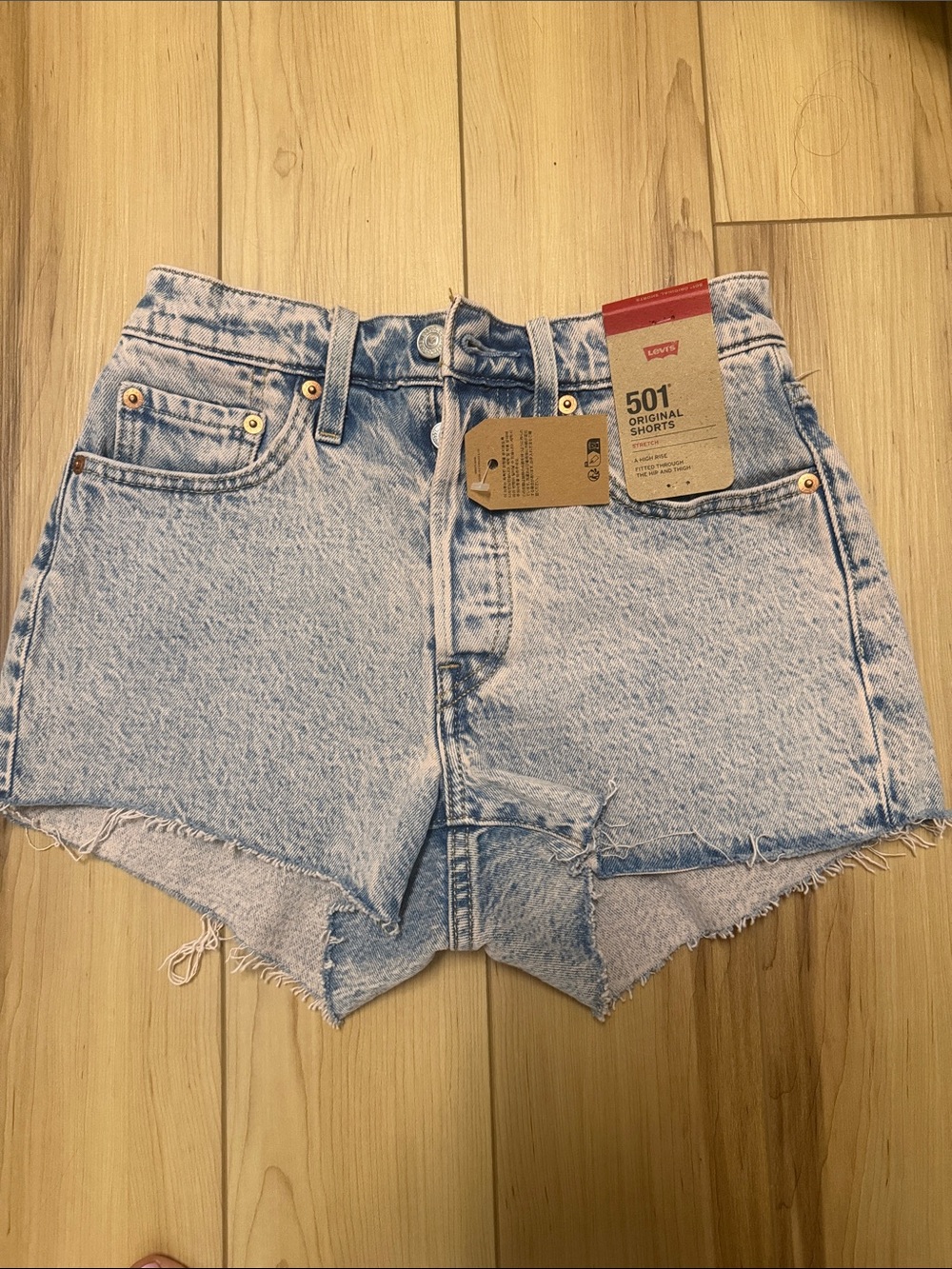 Levi's Light Blue Acid-Wash 501 Cutoff Jean Shorts sz 24